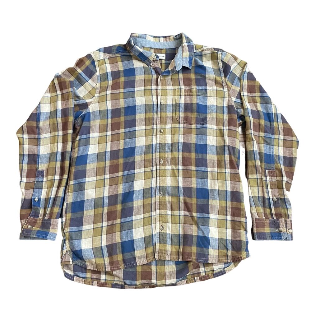 TOAD & CO Debug Insect Shield Quick-Dry
Button-Up Plaid Shirt Pocket Sz L